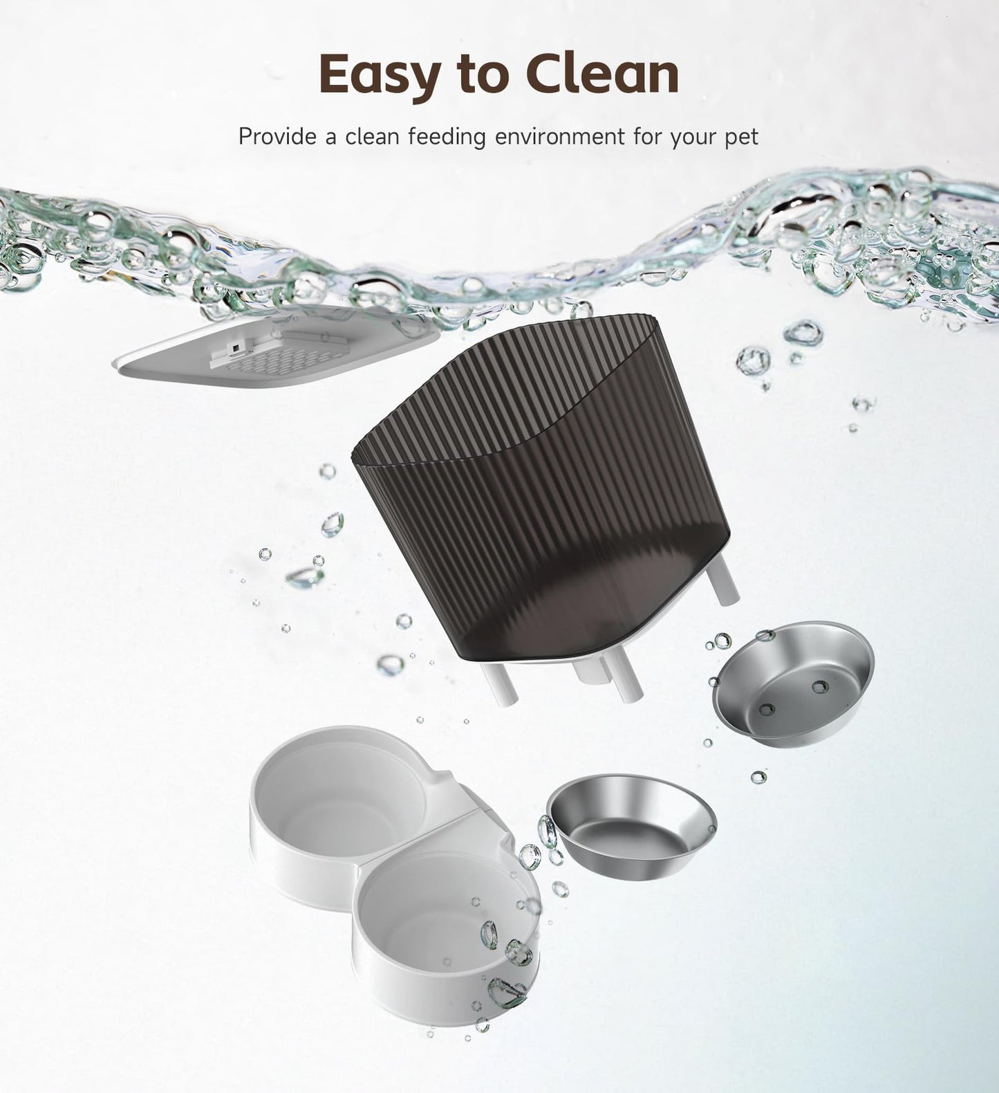 5L Cat Feeder Automatic with Timer, Automatic Cat Feeder, 1-9 Meals Per Day, Cats Food Dispenser with 2 Bowl, Auto Pet Feeder for 2 kittens and Small Dogs, Dual Power Supply