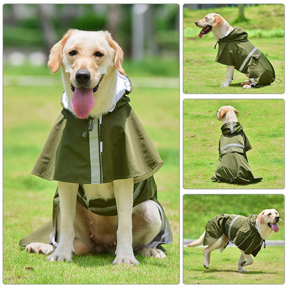 Waterproof Dog Raincoat with Hood and Reflective Design