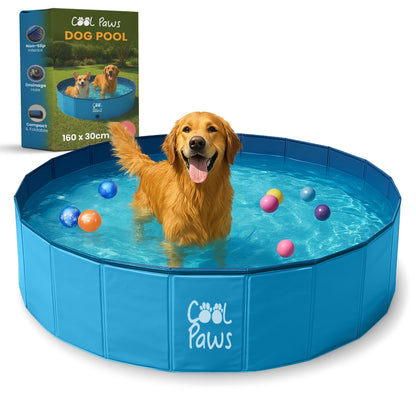 Foldable Paddling Pool for Dogs & Kids Blue