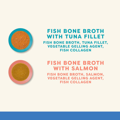 Applaws Natural Cat Food Toppers, Fish Bone Broth Pouches - 4 x 85g