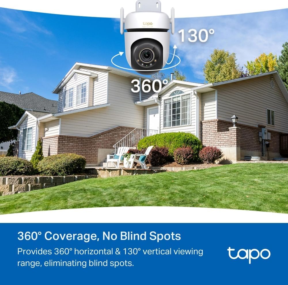 Tapo TC40 Pan/Tilt Smart Security Outdoor Camera, Full HD, 360° Smart Person Detection Motion Tracking, Color Night Vision, WiFi Camera No Monthly Fee, Two-Way Talk, IP65, Works with Alexa & Google