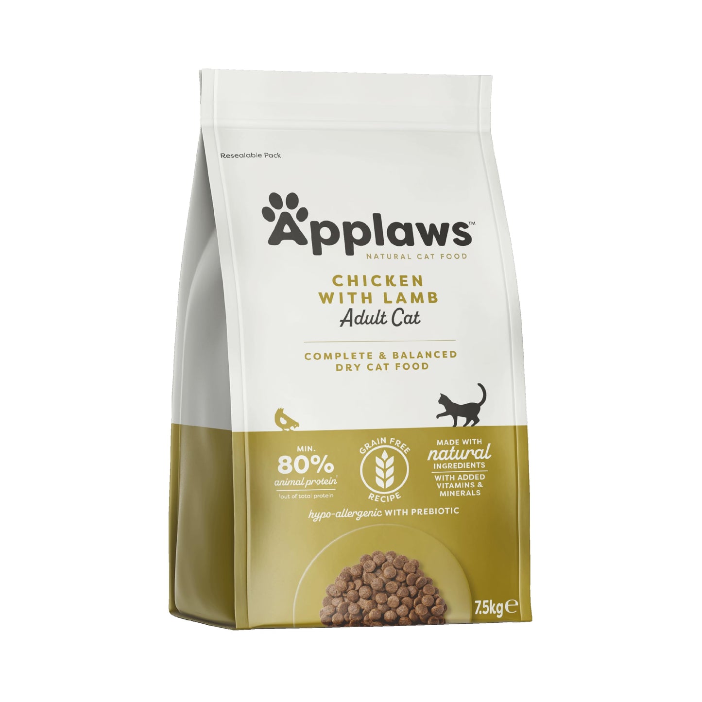 Applaws Natural Complete Dry Food for Adult Cats, Chicken with Lamb Grain Free, 2kg Bag