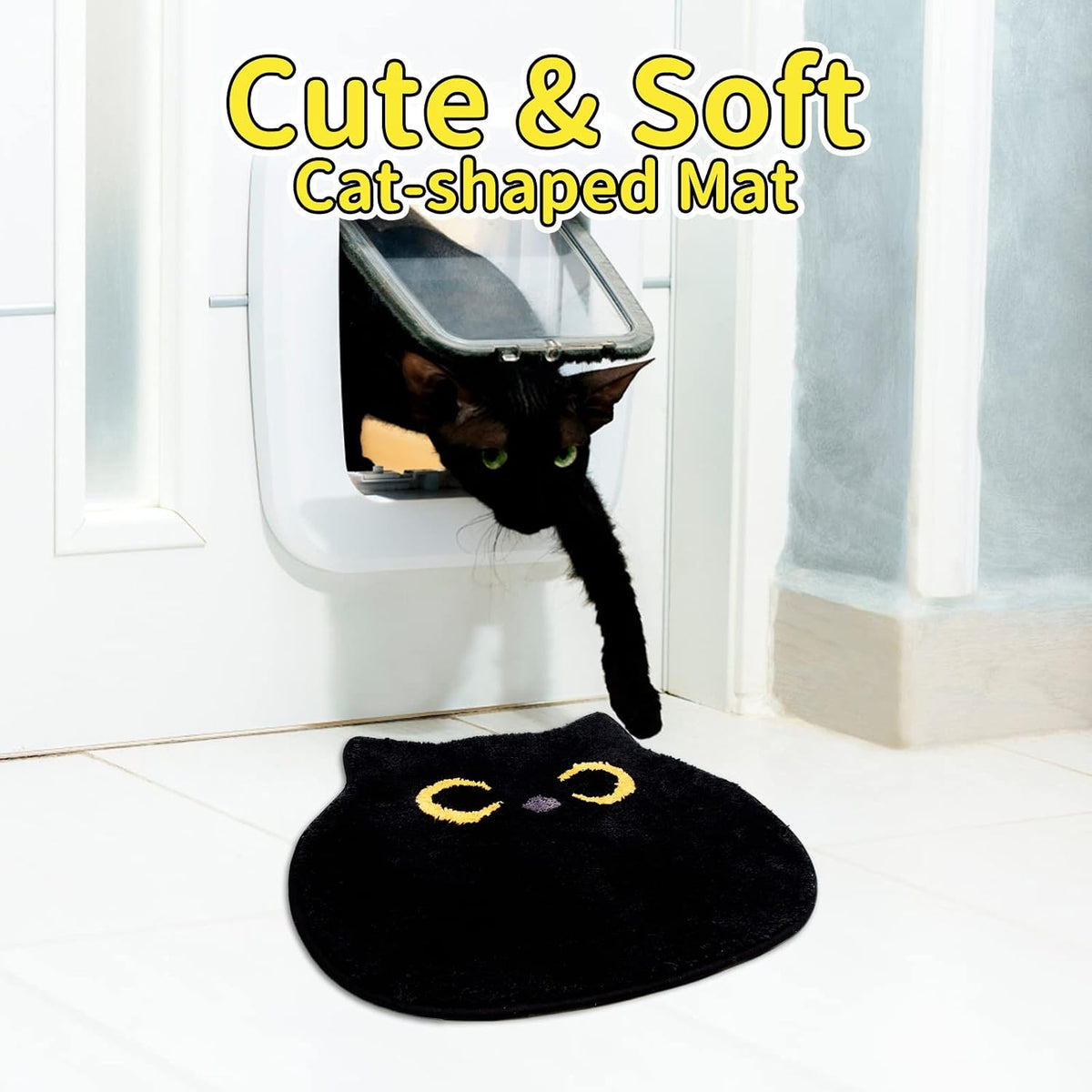 Bath Mat - Black Cat Bathroom Mat - 50 X 56 cm