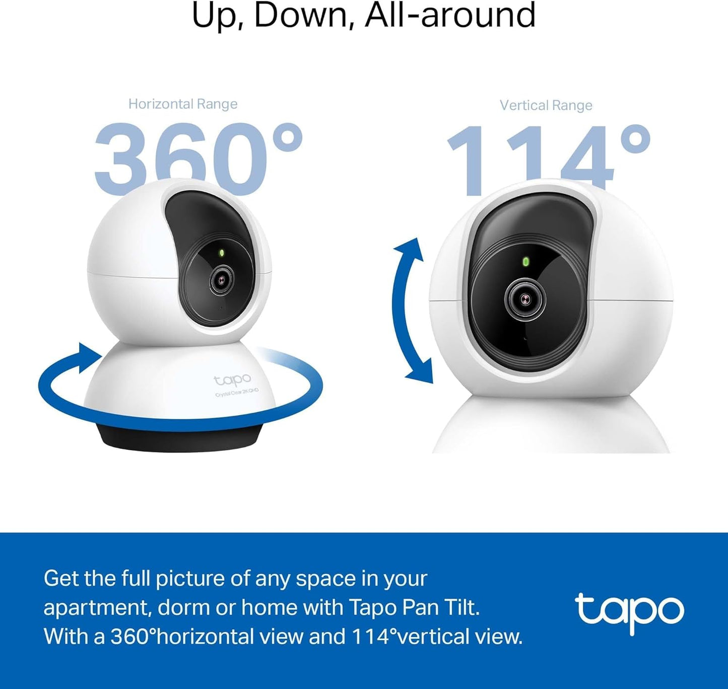 Tapo C211 2K 3MP Pan/Tilt Indoor Camera House Security Camera, WiFi Camera, No Monthly Fee, AI Detection, Dog Camera, Baby Camera Monitor, CCTV, 360° View, Night Vision, Works with Alexa & Google
