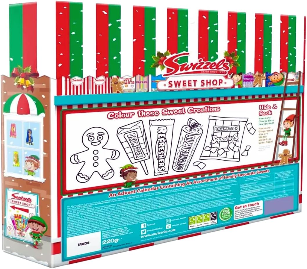 Sweets Advent Calendar 2026 - Retro sweets adventcalendar | Countdown to Christmas selections sweets | Gluten Free Advent Calendar for Kids Men Women 220 g & TJMolten activity card (swizels advent)