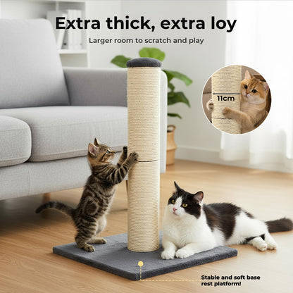 skylos 71cm Cat Scratching Post with Plush Resting Platform Natural Sisal,Anti-Tip,Easy Assembly,Grey