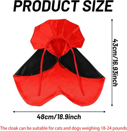 Pet Cape for Dogs and Cats, Red and black Halloween Costumes for Dogs and Cats, Dogs and Cats Outfits for Halloween, Thanksgiving, Easter, Party and Pet Cosplay