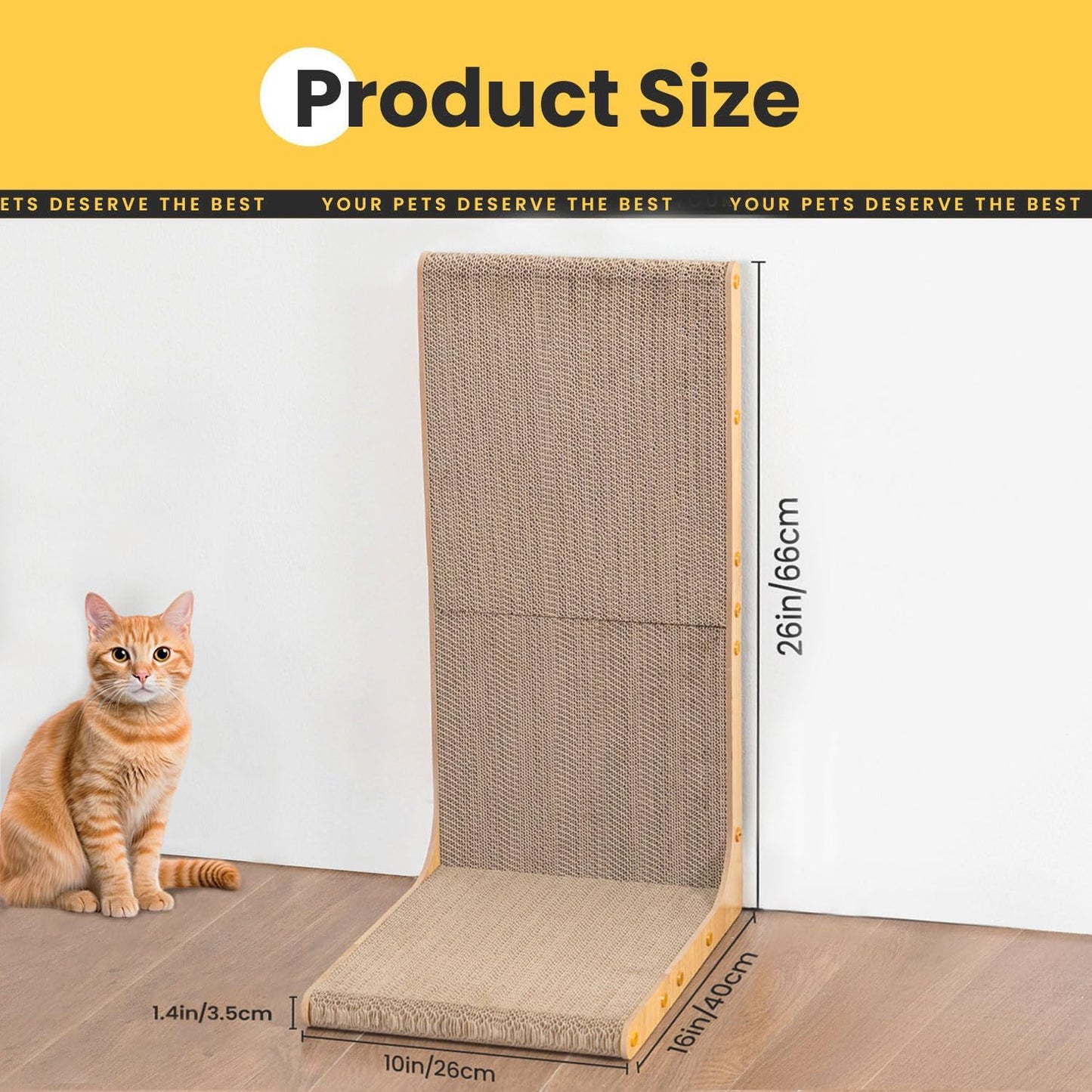 Conlun Cardboard Cat Scratcher,58 cm L Shape Scratch Pad