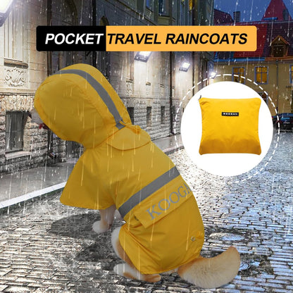 Waterproof Dog Raincoat with Hood and Reflective Design