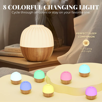 SALKING Essential Oil Diffuser, 100ml Small Aromatherapy Ultrasonic Cool Mist Humidifier with Warm White Lights, Auto Shut-Off Function, for Office Home