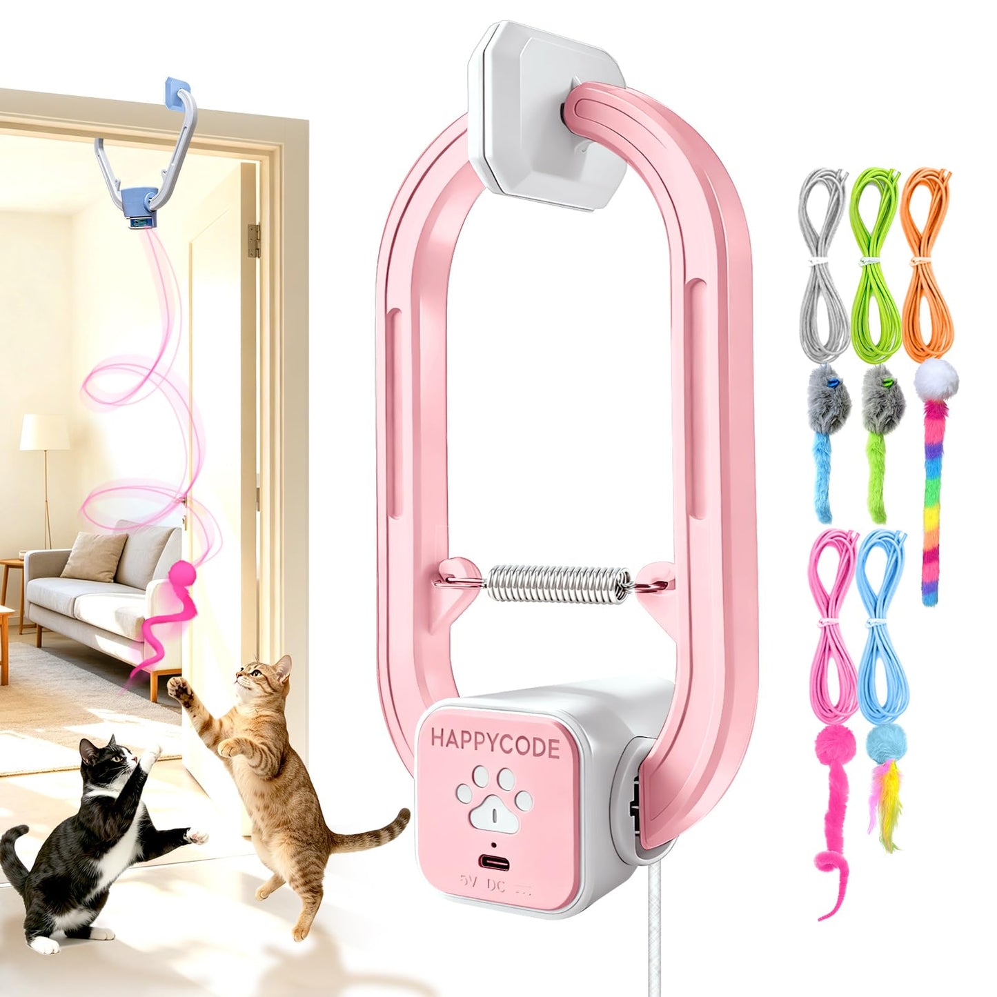 Interactive Cat Toy, Electric Cat Teaser, Door Clip, 2 Motion Modes,grey