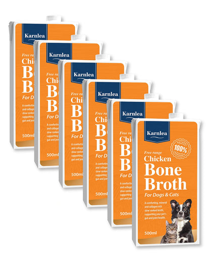 Chicken Bone Broth for Dogs & Cats - Free Range | 100% Real & Natural Liquid Bone Broth for Pets | High in Collagen & Protein for Healthy Joints, Gut, Digestion, Skin & Sickness Recovery