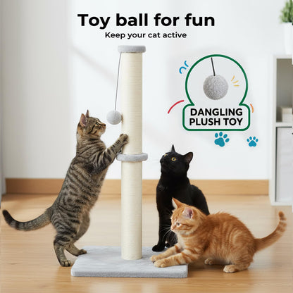 skylos 71cm Cat Scratching Post with Plush Resting Platform Natural Sisal,Anti-Tip,Easy Assembly,Grey