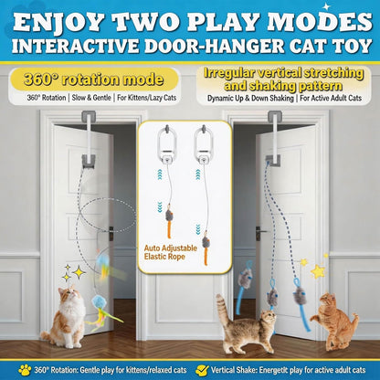 Interactive Rechargeable Cat Teaser Toy with Door Clip