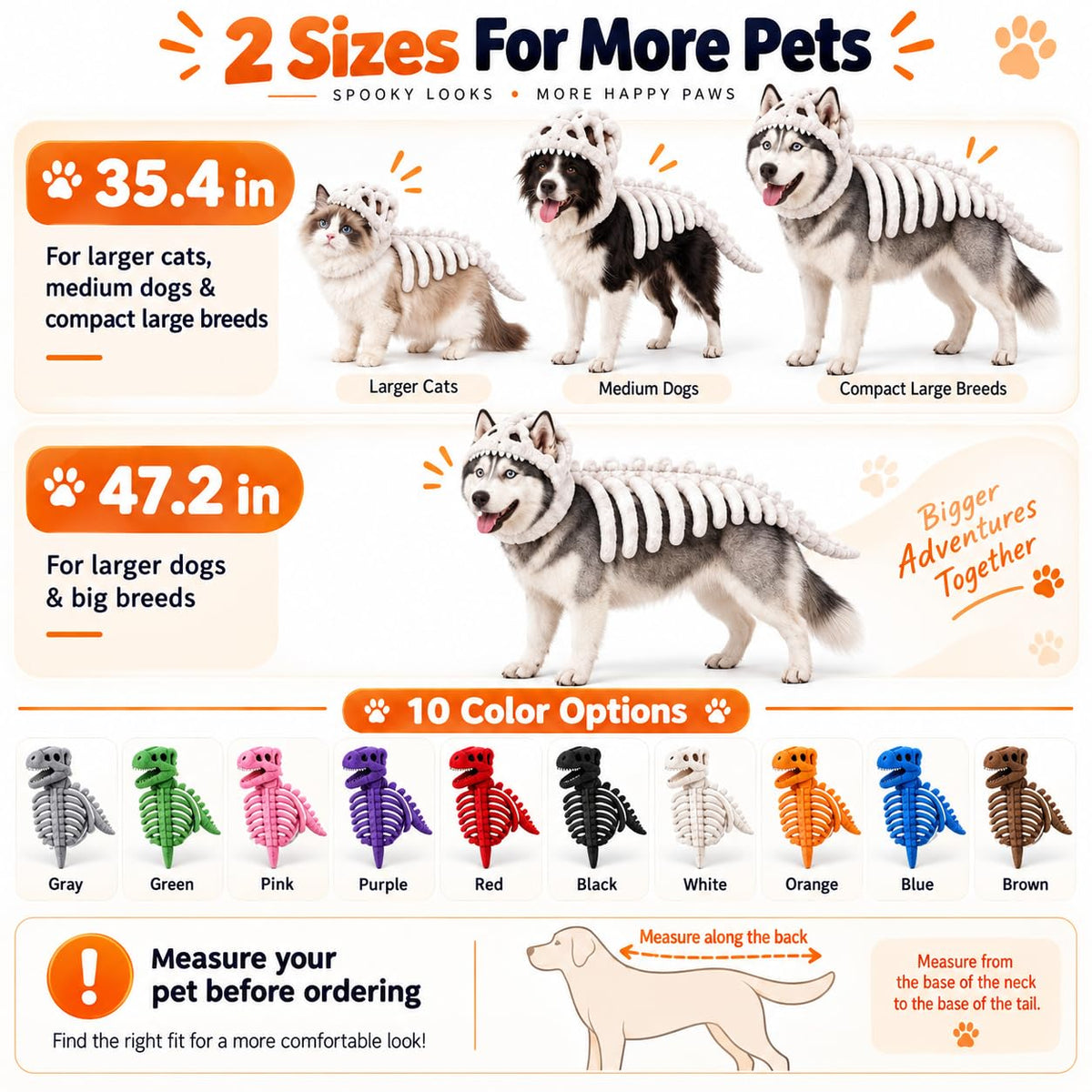 Dog Dinosaur Skeleton Halloween Costume, Plush Dino Pet Costume for Small, Medium, and Large Dogs, Funny Dog Cosplay Outfit for Halloween Party Decorations，Black：90cm