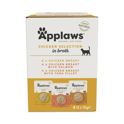 Natural Wet Cat Food Chicken Selection in Broth 12 x 70g Pouches
