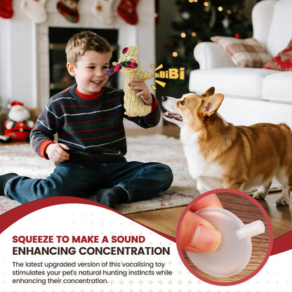 Christmas Dog Toy – Reindeer Plush with Squeaker & Crinkle Ears Durable Corduroy Texture Soft PP Cotton Filled Festive Gift Toy for Small & Medium Dogs Cute Holiday Chew & Fetch Toy