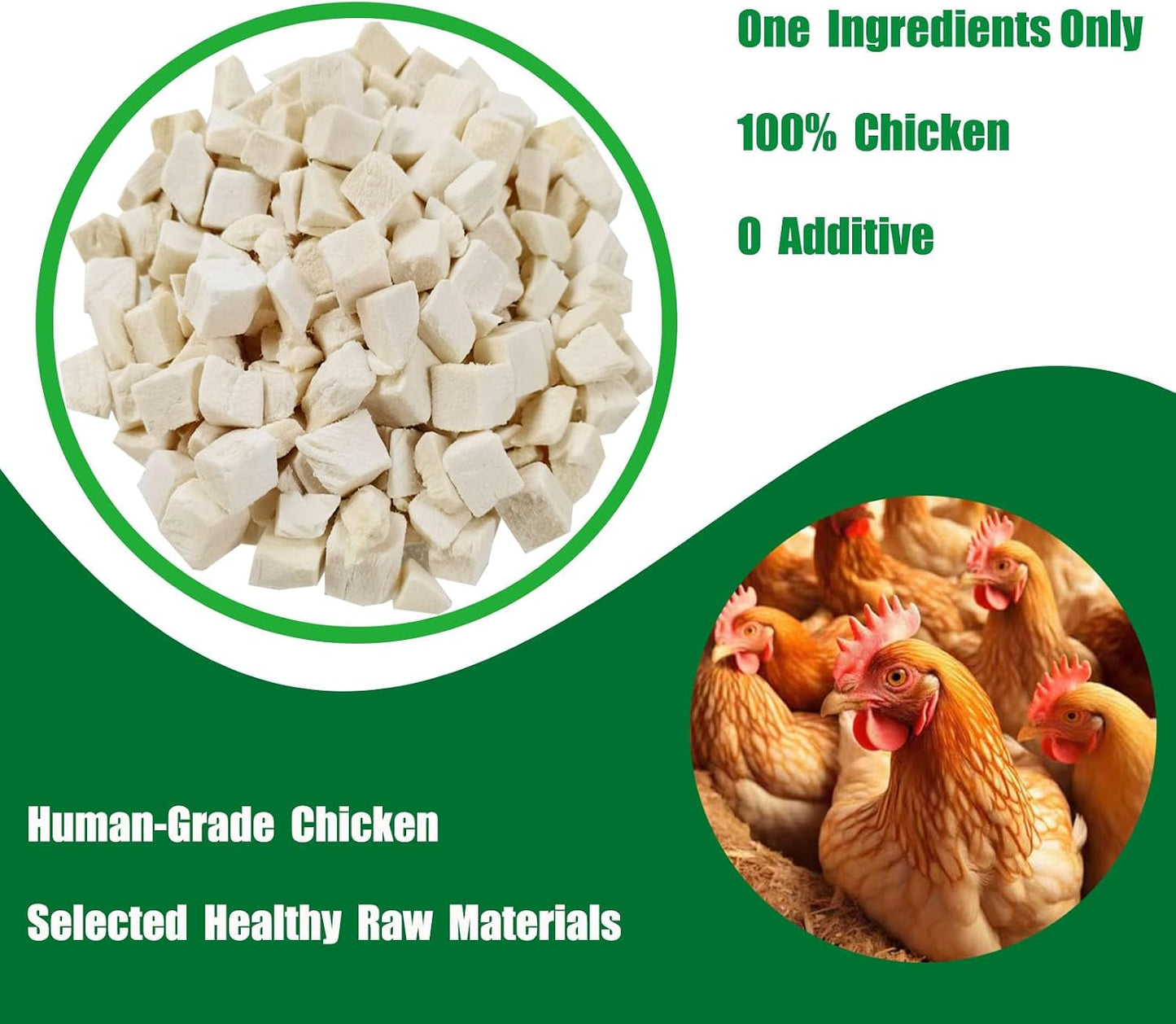 Freeze Dried Chicken Breast Cat Treats and Food 100g 100% Chicken Natural Grain Free Allergen-Free & Hypoallergenic Easy Digestion Nibbles Nutritious Cat, Kitten and Dog Snacks(Small-Sized Cube 10mm)