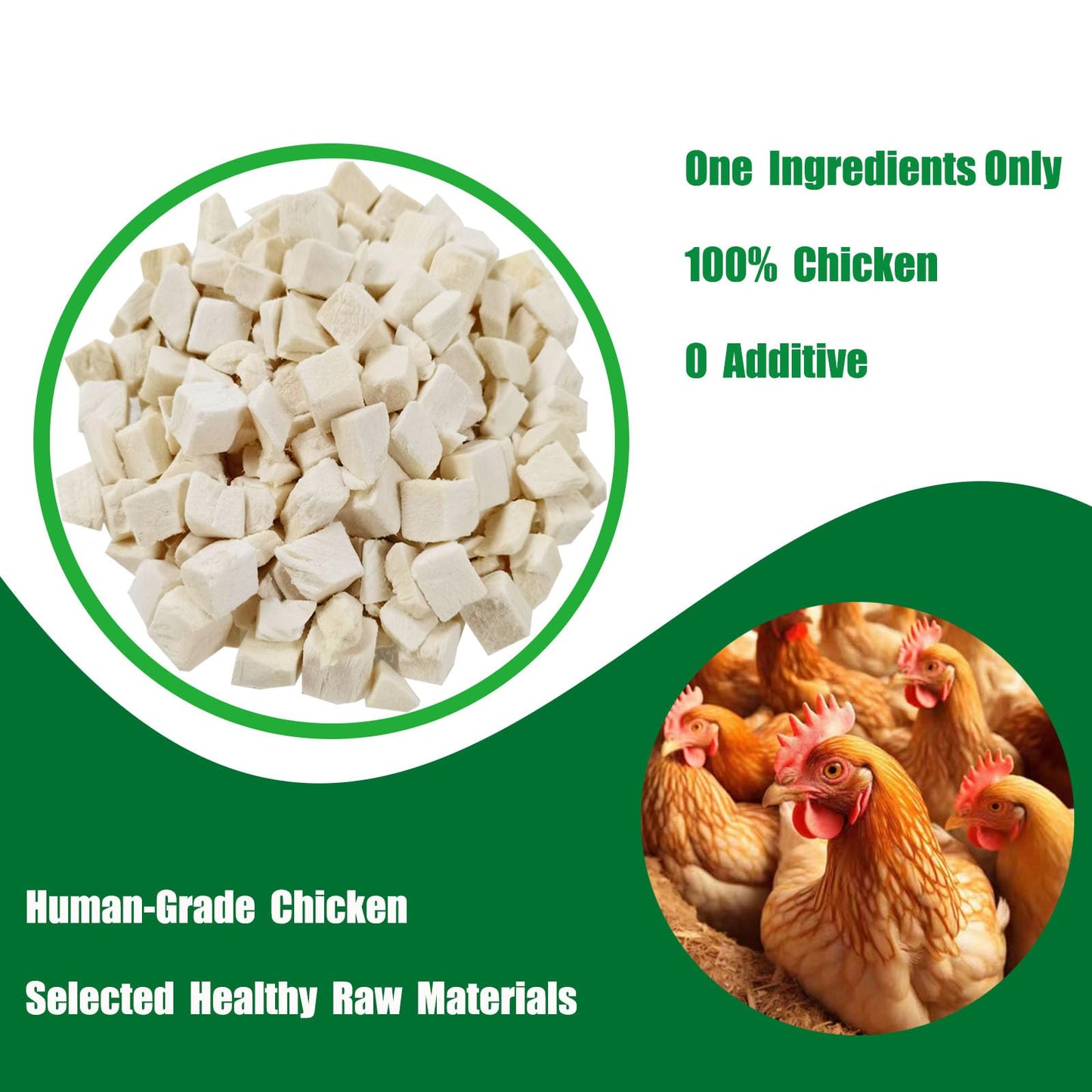 Freeze Dried Chicken Breast Cat Treats and Food 100g 100% Chicken Natural Grain Free Allergen-Free & Hypoallergenic Easy Digestion Nibbles Nutritious Cat, Kitten and Dog Snacks(Small-Sized Cube 10mm)