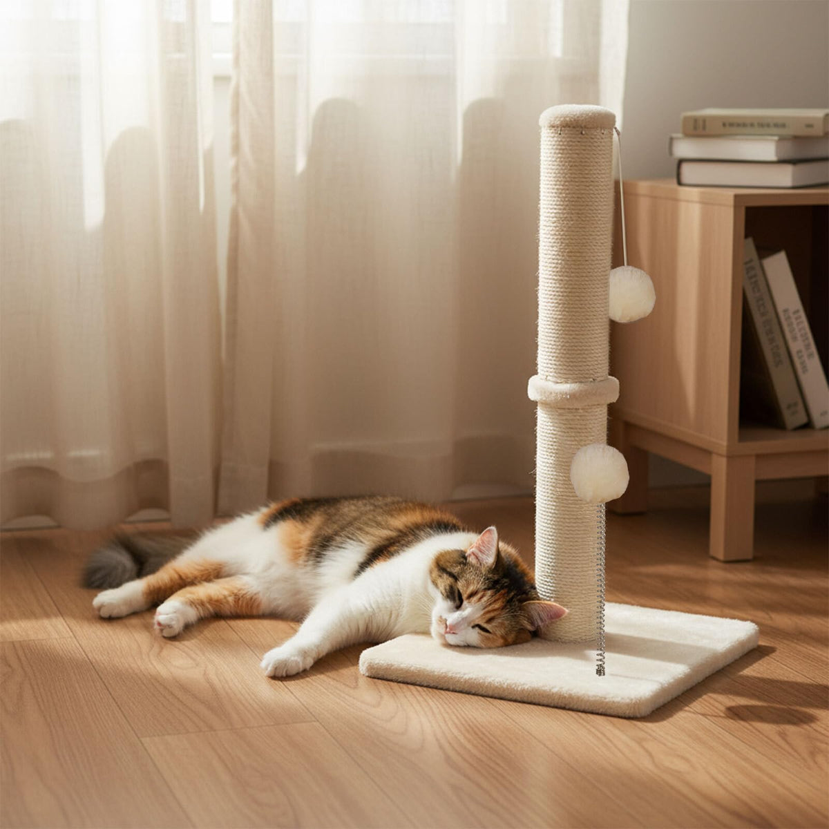 skylos 71cm Cat Scratching Post with Plush Resting Platform Natural Sisal,Anti-Tip,Easy Assembly,Grey
