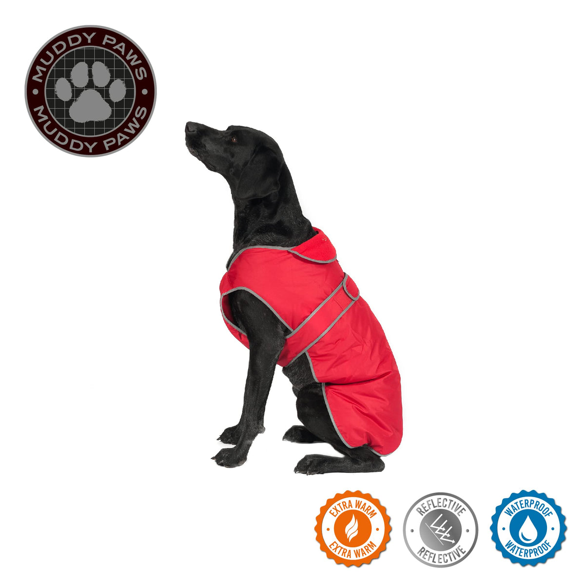 Ancol Muddy Paws All Weather Stormguard Coat . Poppy Red.Size Large ( Length 50cm, up to 79cm girth)