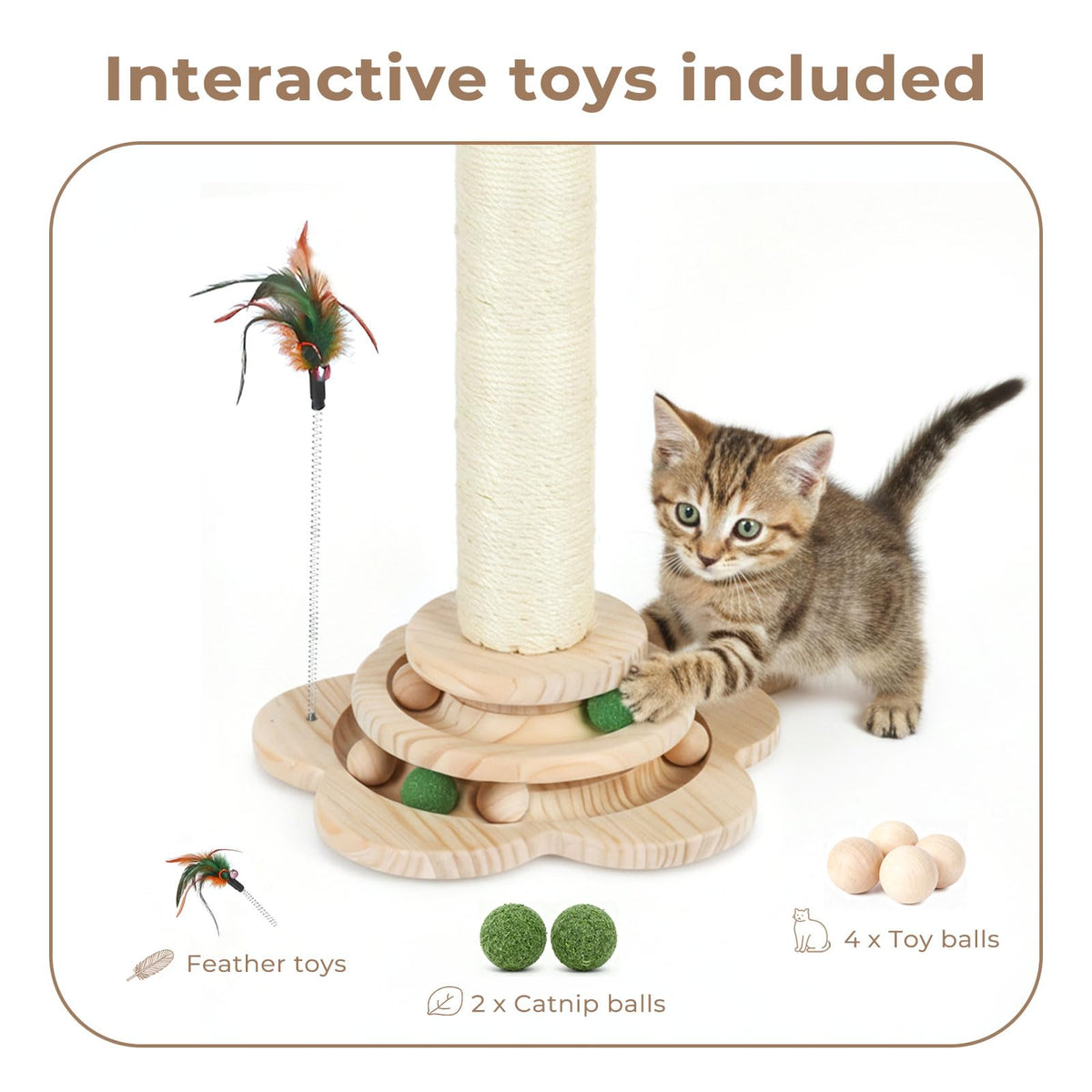 skylos 71cm Cat Scratching Post with Plush Resting Platform Natural Sisal,Anti-Tip,Easy Assembly,Grey