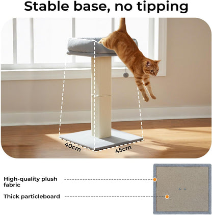 skylos 71cm Cat Scratching Post with Plush Resting Platform Natural Sisal,Anti-Tip,Easy Assembly,Grey