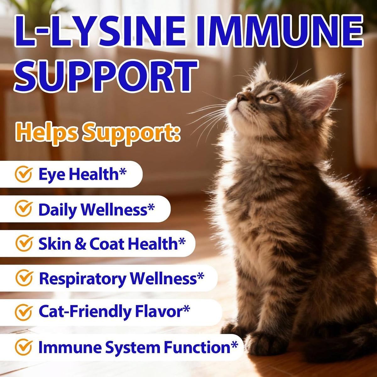 Lysine for Cats, L-Lysine Supplement Liquid Drops for Cats Supports Immune & Respiratory Health,Helps with Sneezing, Eye Discharge and Watery Eyes