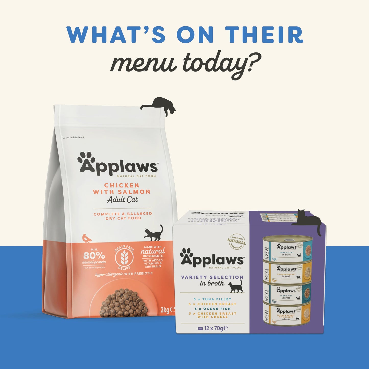 Applaws 100% Natural Wet Cat Food, Pouch Multipack Tuna Selection in Broth, 70 g (12 x 70 g Pouches)