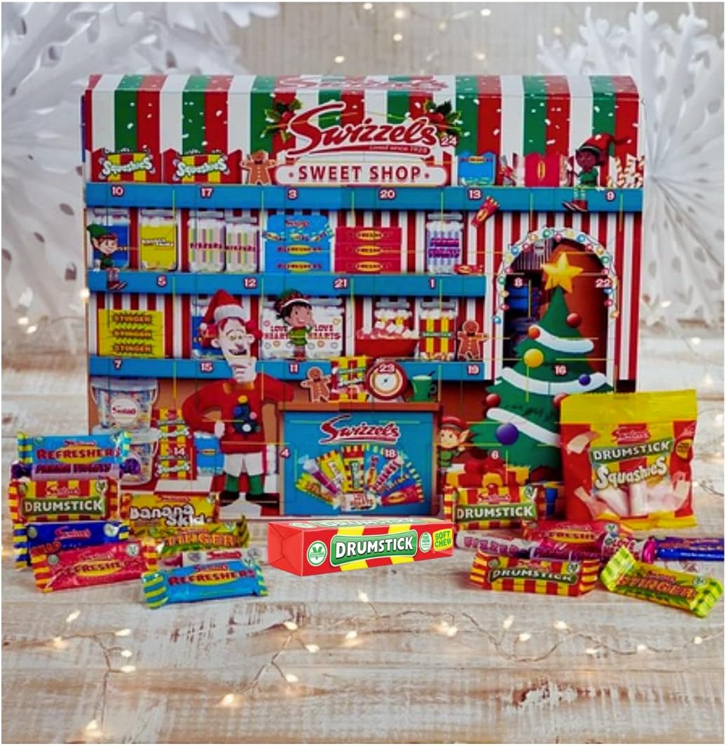Sweets Advent Calendar 2026 - Retro sweets adventcalendar | Countdown to Christmas selections sweets | Gluten Free Advent Calendar for Kids Men Women 220 g & TJMolten activity card (swizels advent)