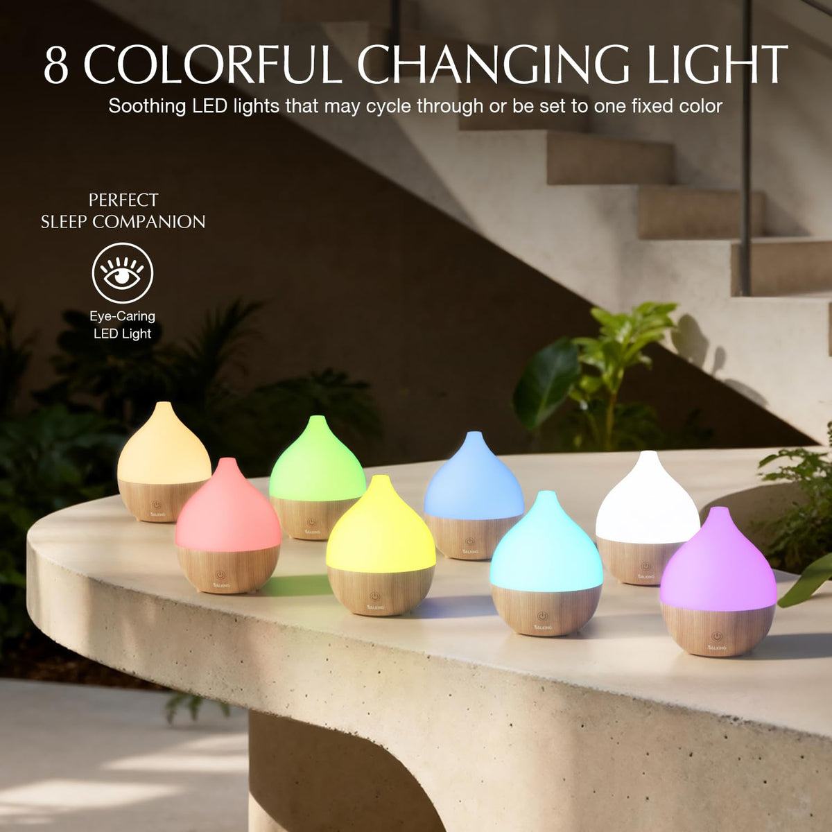 SALKING Essential Oil Diffuser, 100ml Small Aromatherapy Ultrasonic Cool Mist Humidifier with Warm White Lights, Auto Shut-Off Function, for Office Home