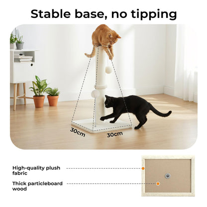 skylos 71cm Cat Scratching Post with Plush Resting Platform Natural Sisal,Anti-Tip,Easy Assembly,Grey