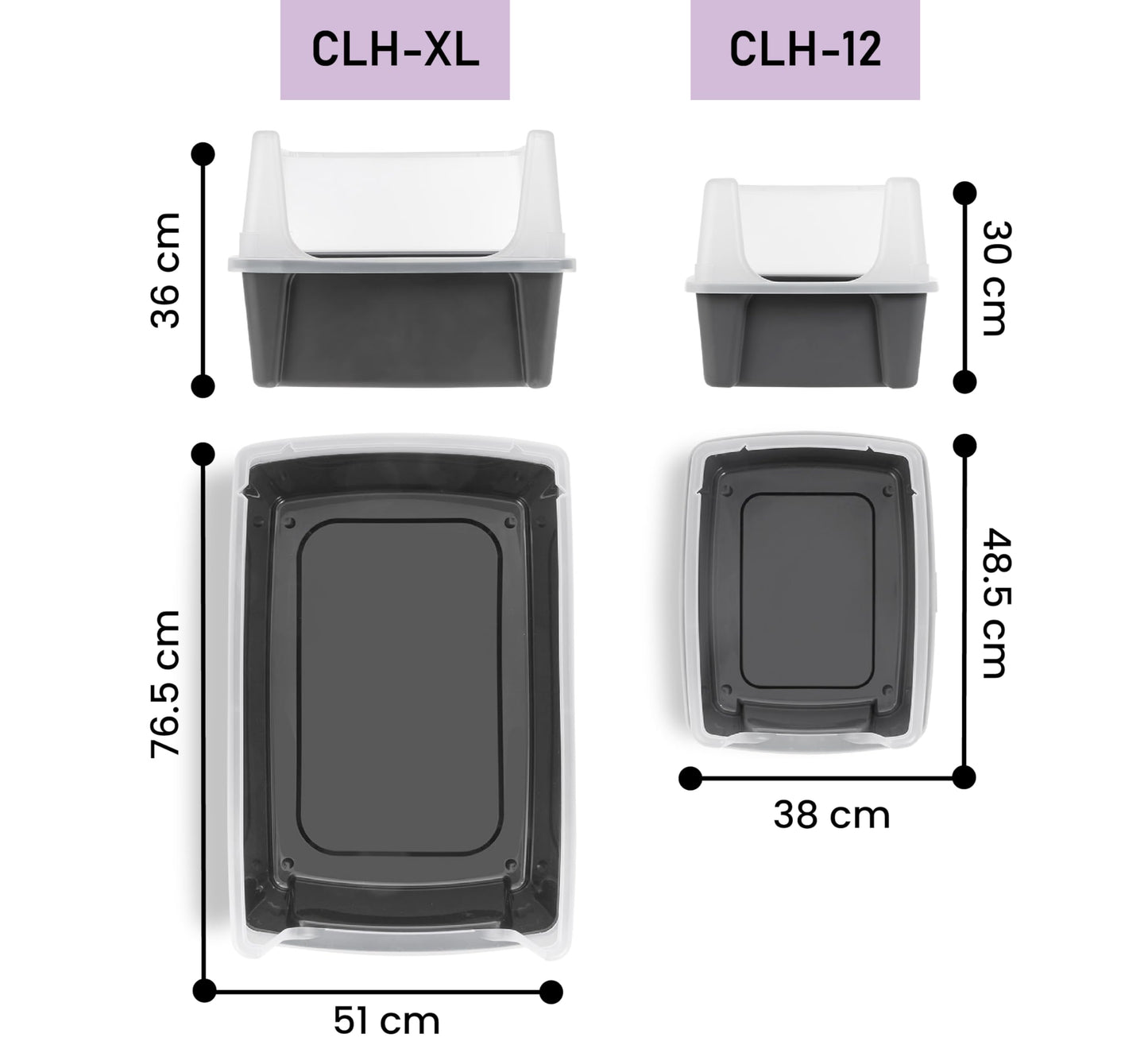 Iris Ohyama Cat Litter Tray with Scoop, Grey, Easy to Clean, Cat Litter Box, Detachable Spill Preventing Walls, For Kittens, Adult Cats, Rabbits, BPA Free, Open Top, Modern, CLH-12