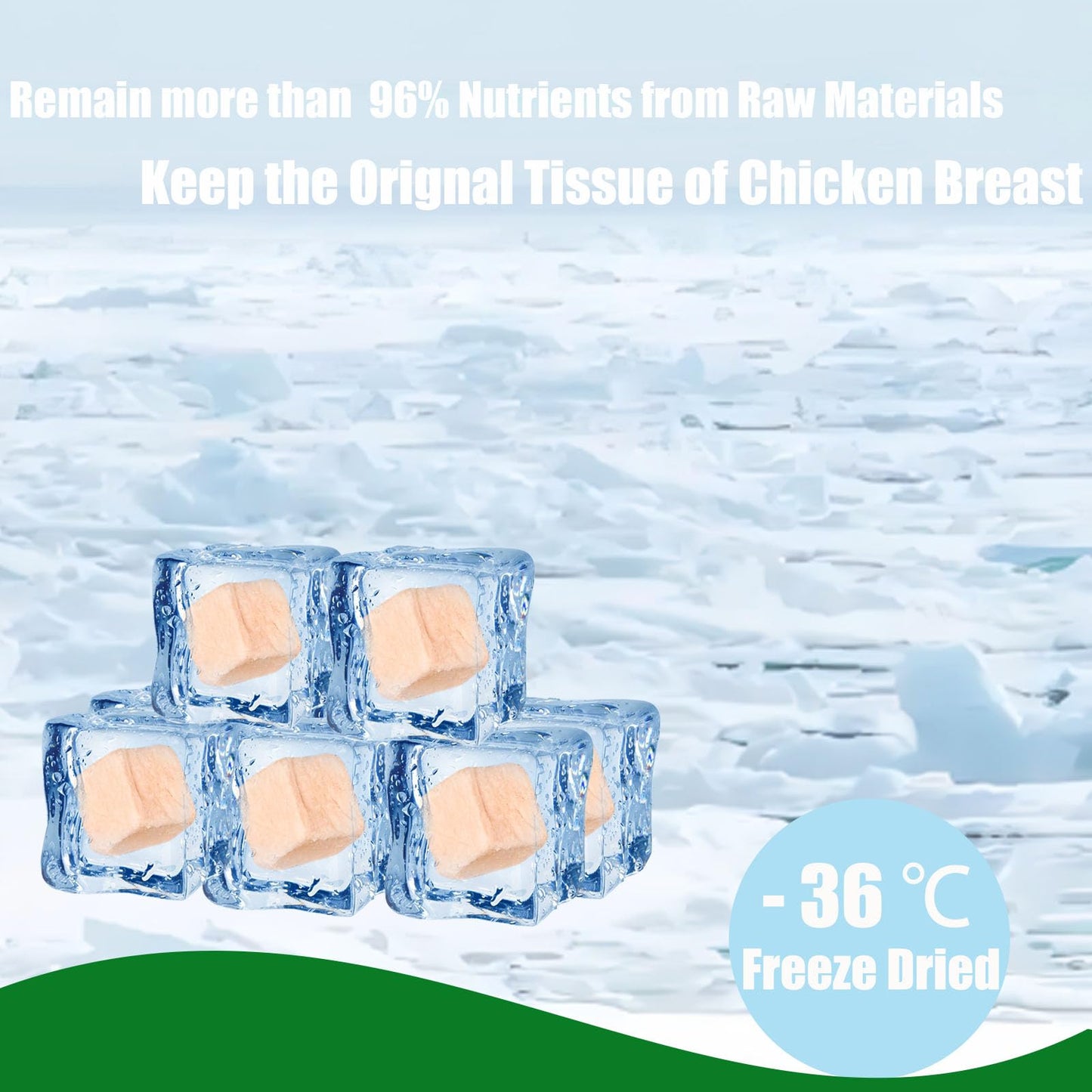 Freeze Dried Chicken Breast Cat Treats and Food 100g 100% Chicken Natural Grain Free Allergen-Free & Hypoallergenic Easy Digestion Nibbles Nutritious Cat, Kitten and Dog Snacks(Small-Sized Cube 10mm)