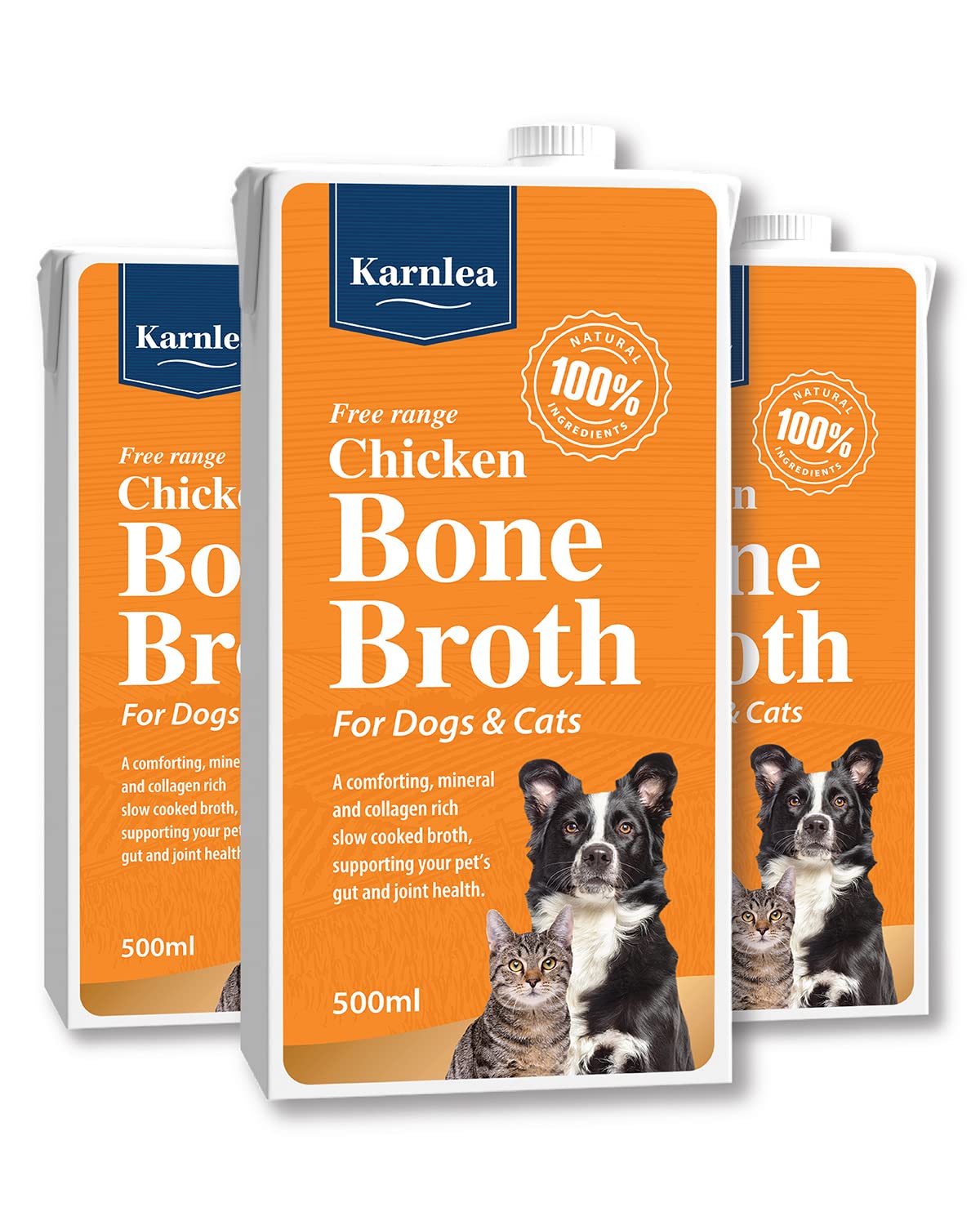 Chicken Bone Broth for Dogs & Cats - Free Range | 100% Real & Natural Liquid Bone Broth for Pets | High in Collagen & Protein for Healthy Joints, Gut, Digestion, Skin & Sickness Recovery