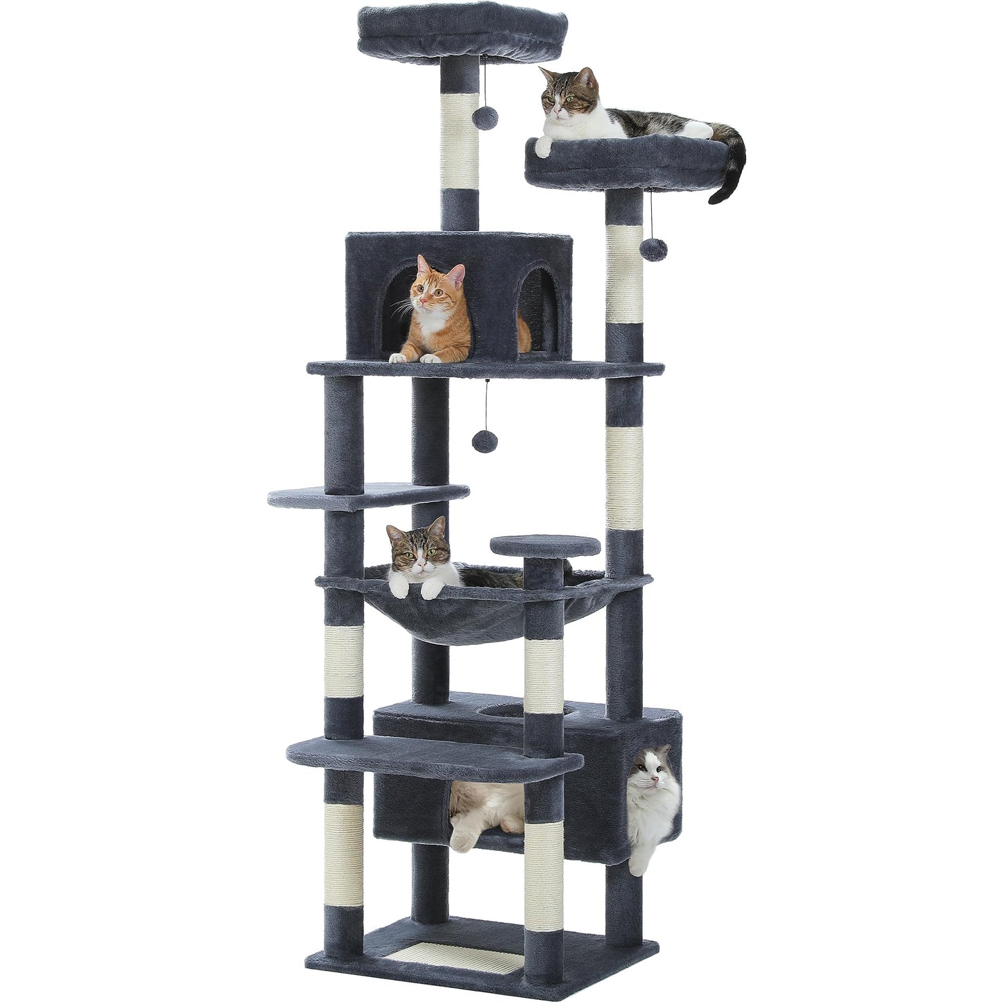 PAWZ Road Cat Tree for Large Cats, 184cm Tall Cat Tower with Large Condo
