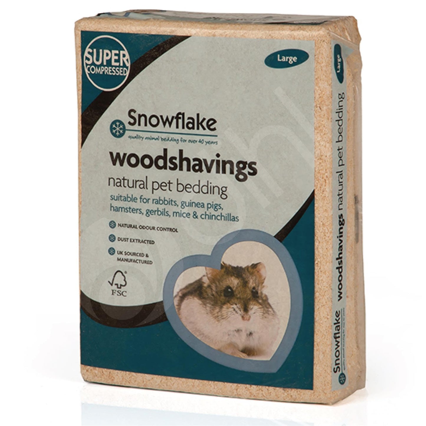 Snowflake Small Animal Wood Shavings Natural Pet Bedding, Dust Extracted Premium Pet Bed Substrate, Odour Control, For Rabbit, Hamster, Gerbil, Guinea Pig, Mouse, FSC Approved