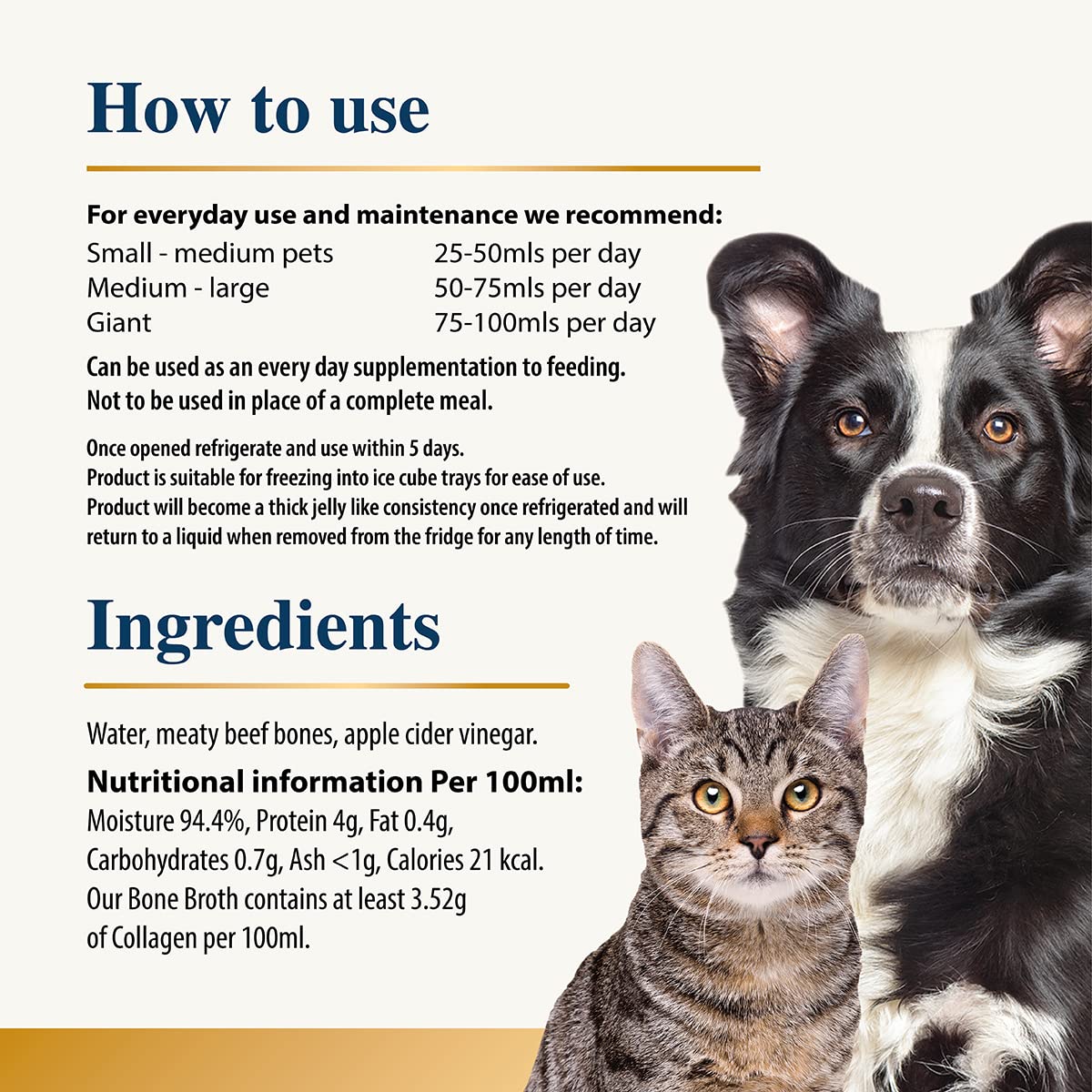 Chicken Bone Broth for Dogs & Cats - Free Range | 100% Real & Natural Liquid Bone Broth for Pets | High in Collagen & Protein for Healthy Joints, Gut, Digestion, Skin & Sickness Recovery