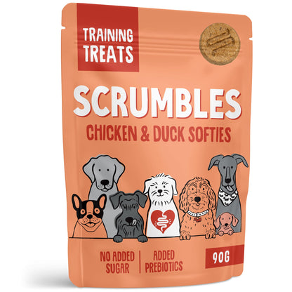 Scrumbles • Dog Treats • Hypoallergenic • Calming • All Lifestages • Turkey • 100g Bag • Gut Friendly Prebiotics • No Added Sugar