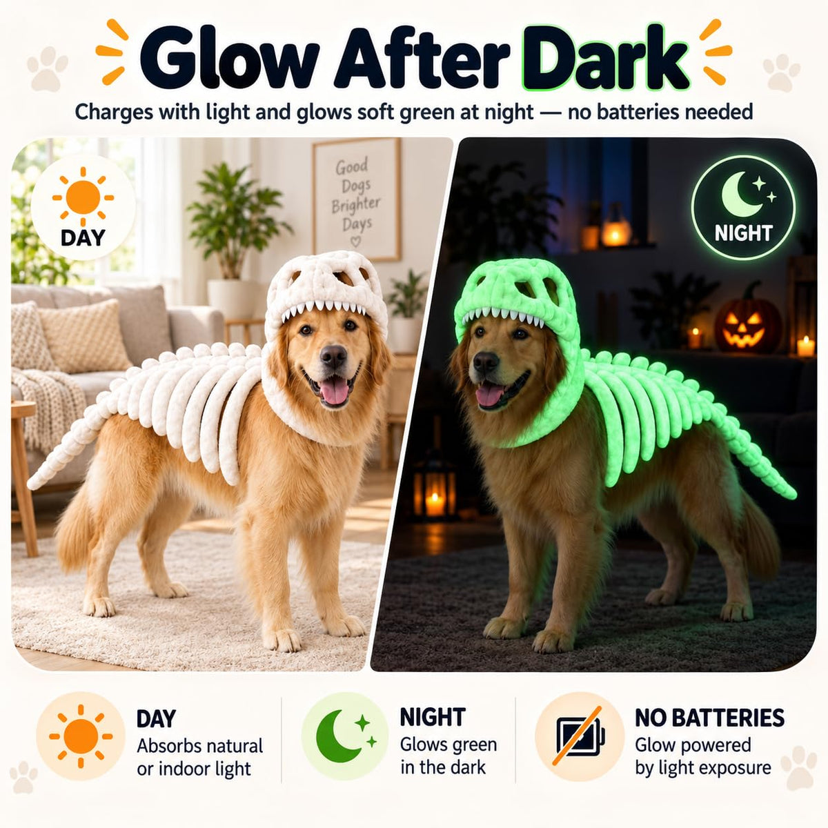Dog Dinosaur Skeleton Halloween Costume, Plush Dino Pet Costume for Small, Medium, and Large Dogs, Funny Dog Cosplay Outfit for Halloween Party Decorations，Black：90cm