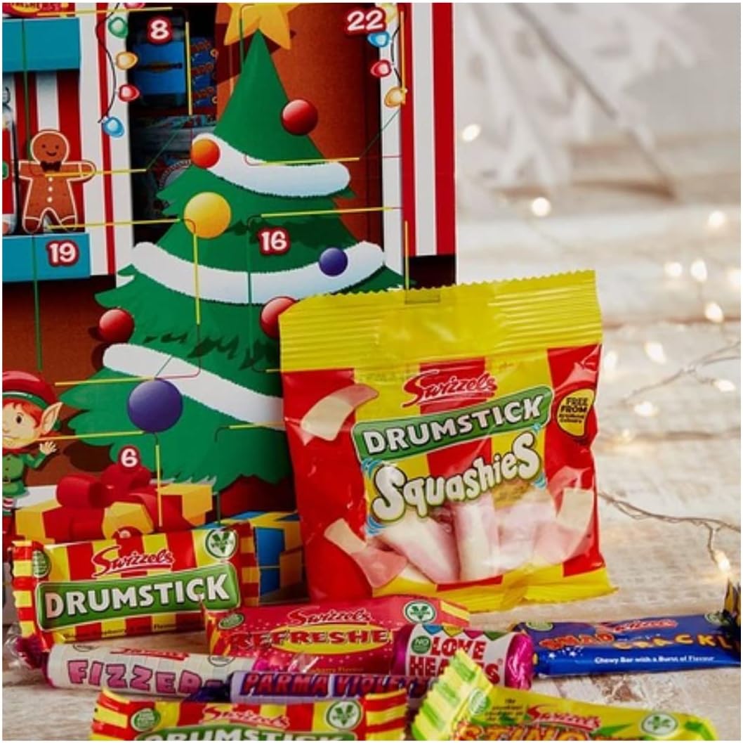 Sweets Advent Calendar 2026 - Retro sweets adventcalendar | Countdown to Christmas selections sweets | Gluten Free Advent Calendar for Kids Men Women 220 g & TJMolten activity card (swizels advent)