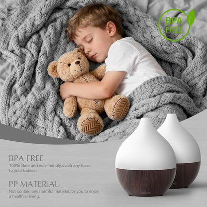 SALKING Essential Oil Diffuser, 100ml Small Aromatherapy Ultrasonic Cool Mist Humidifier with Warm White Lights, Auto Shut-Off Function, for Office Home