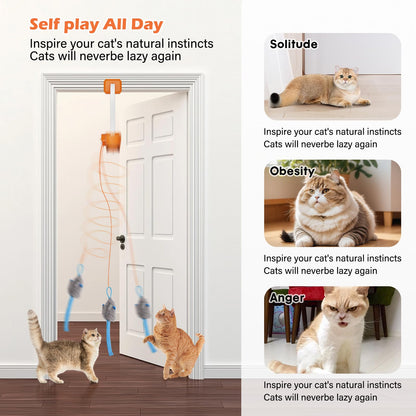 Interactive Rechargeable Cat Teaser Toy with Door Clip