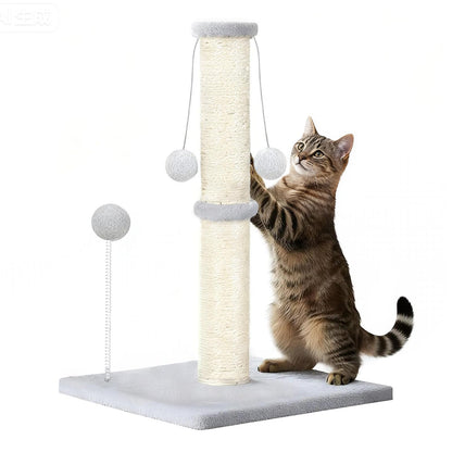 skylos 71cm Cat Scratching Post with Plush Resting Platform Natural Sisal,Anti-Tip,Easy Assembly,Grey