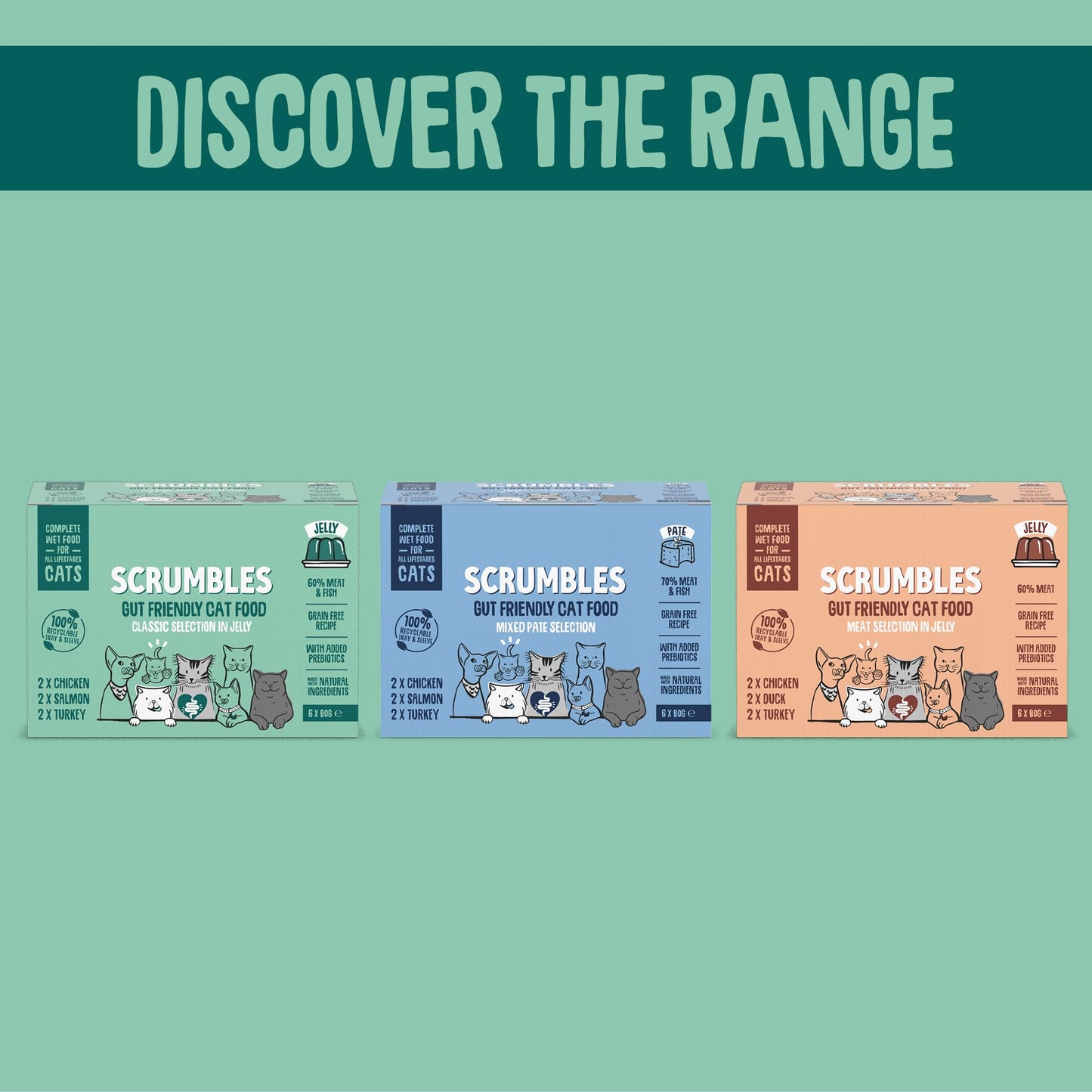 Scrumbles Wet Cat Jelly Meat Selection 6 x 80g