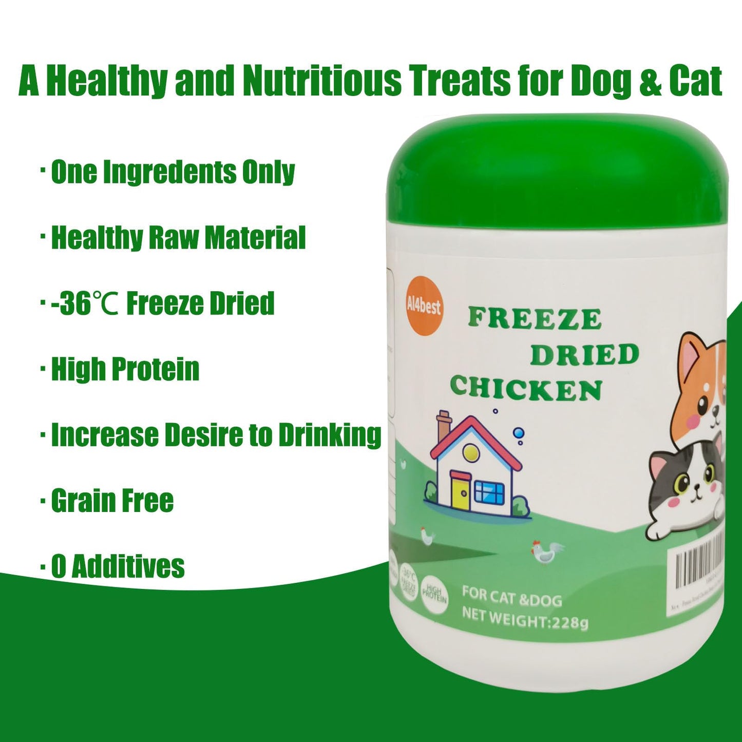 Freeze Dried Chicken Breast Cat Treats and Food 100g 100% Chicken Natural Grain Free Allergen-Free & Hypoallergenic Easy Digestion Nibbles Nutritious Cat, Kitten and Dog Snacks(Small-Sized Cube 10mm)