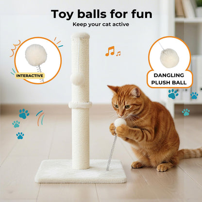 skylos 71cm Cat Scratching Post with Plush Resting Platform Natural Sisal,Anti-Tip,Easy Assembly,Grey