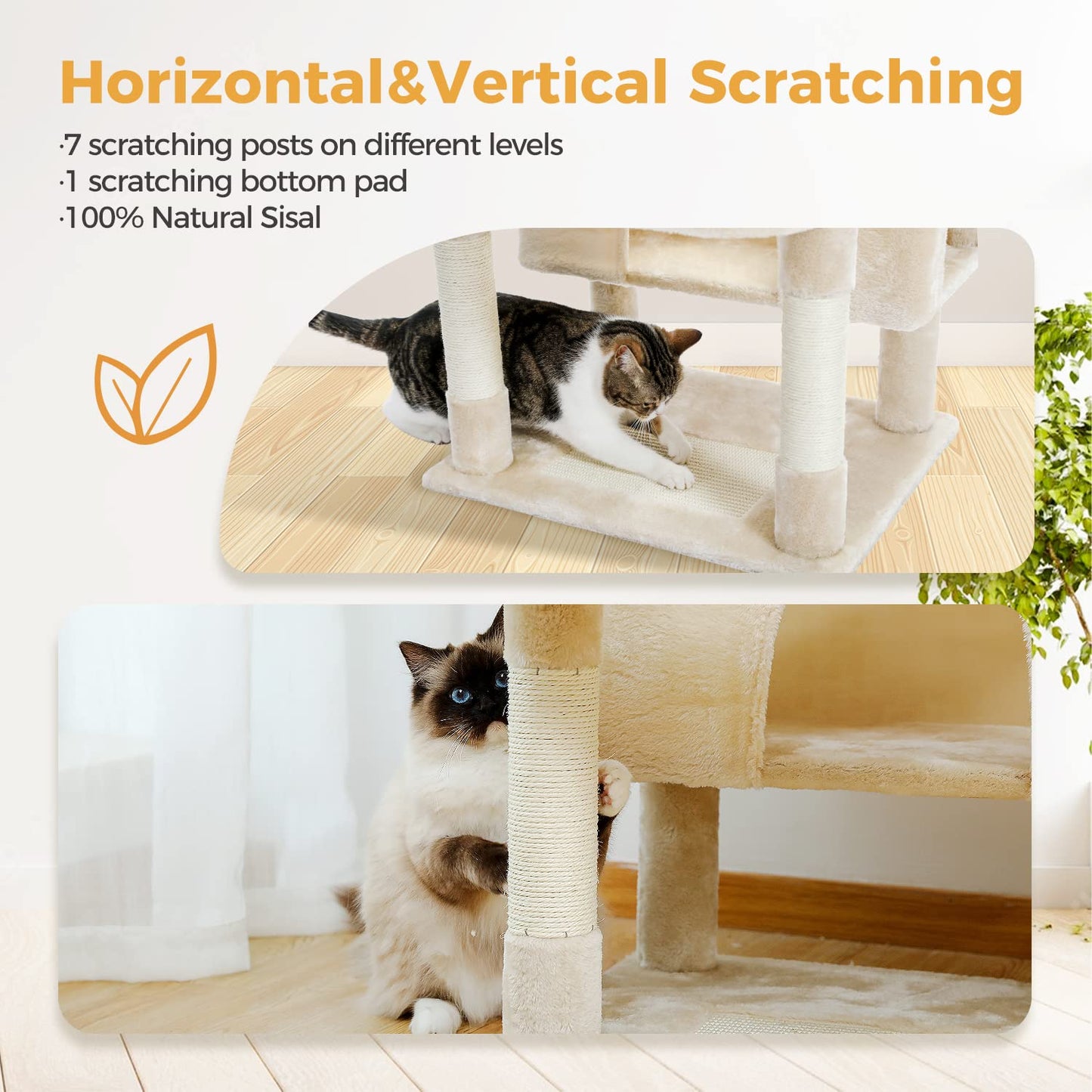 PAWZ Road Cat Tree for Large Cats, 184cm Tall Cat Tower with Large Condo
