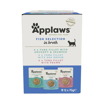 Natural Wet Cat Food Tuna Selection in Broth 12 x 70g Pouches