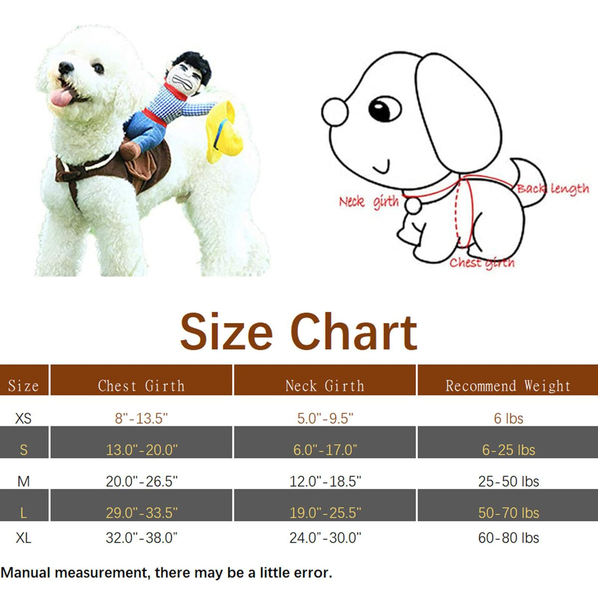 DELIFUR Dog Chucky Costume Pet Halloween Clothes Cat Cosplay Party Suit Funny Dog Costume Small to Large Dogs(S)